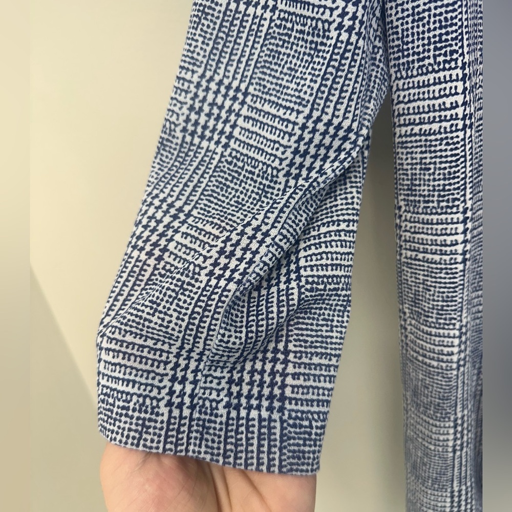 Whirlaway vintage lightweight blazer 3/4 sleeve blue and white houndstooth large - Picture 5 of 8